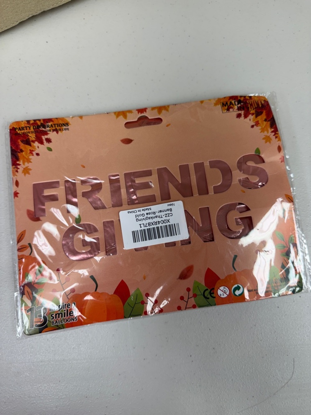 Rose Gold FRIENDS GIVING Foil Banner Thanksgiving Mylar balloon new